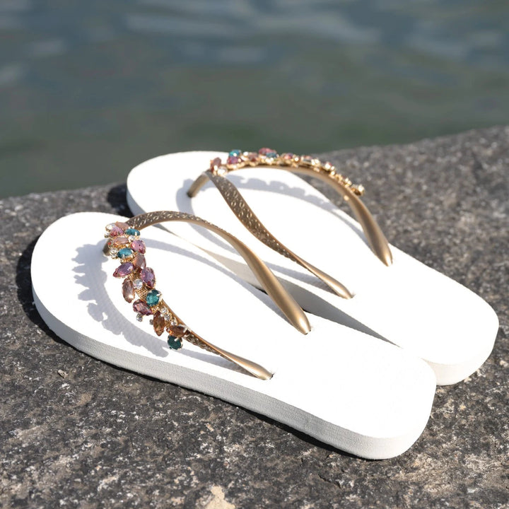 Chanclas by Simone Herrera "Chloe" weiss/türkis - NoAna FASHION BEAUTY STYLING