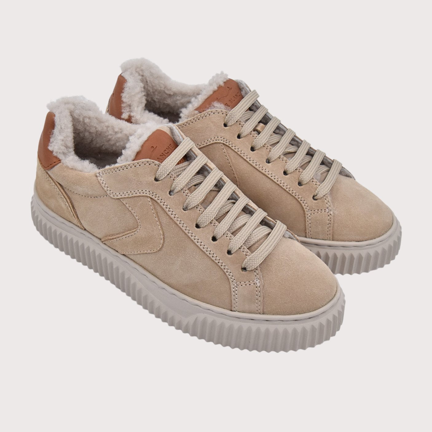 Voile Blanche Sneaker mit Lammfellfutter LIPARI - Fur Suede beige