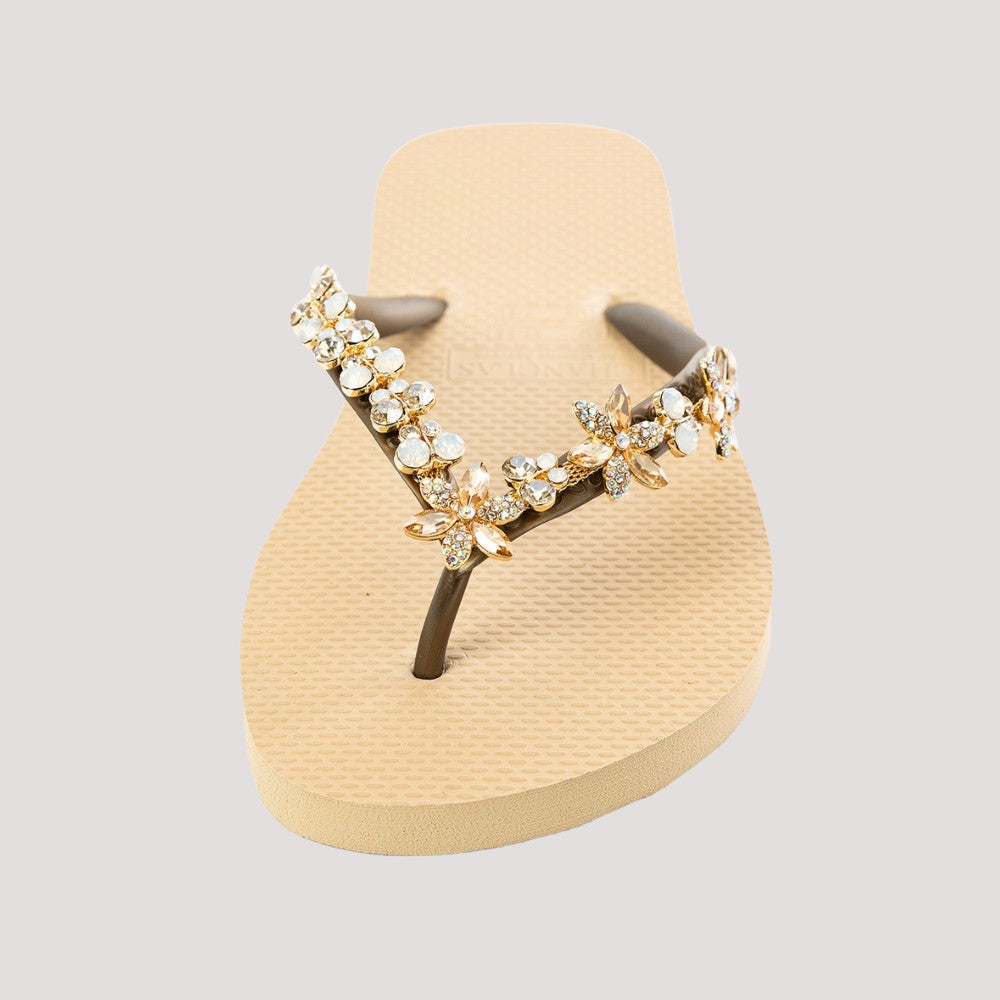 Chanclas by Simone Herrera "Valerie" beige/Full Diamond