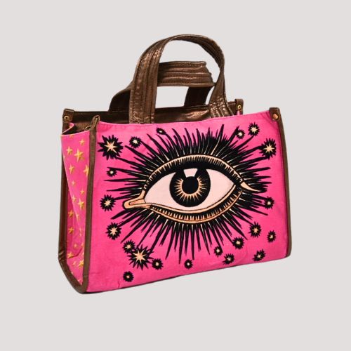 La Funky Mexicana - La Grande Velvet Bag - neon pink