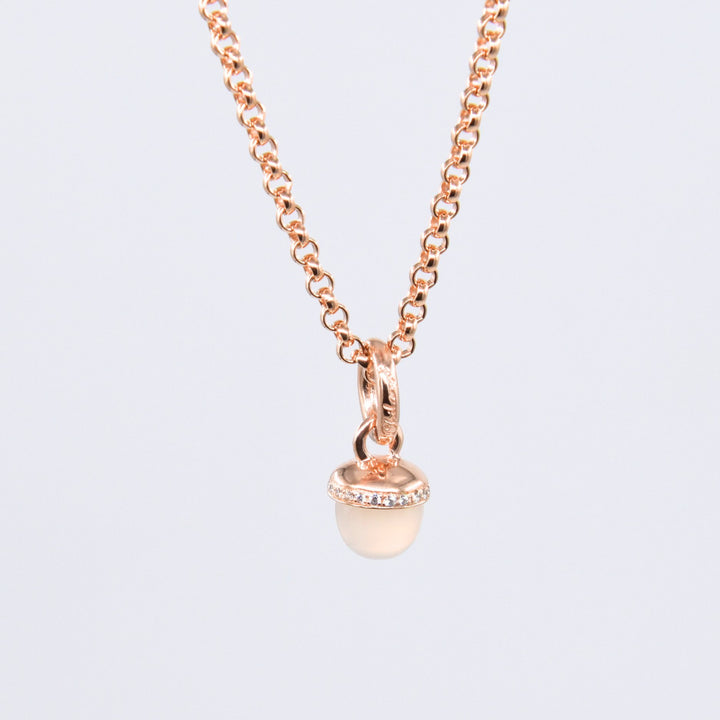 Chilango Anhänger "Shrine Junior" - Moonstone Natural Peach - 925 Silber Pink Gold Plated