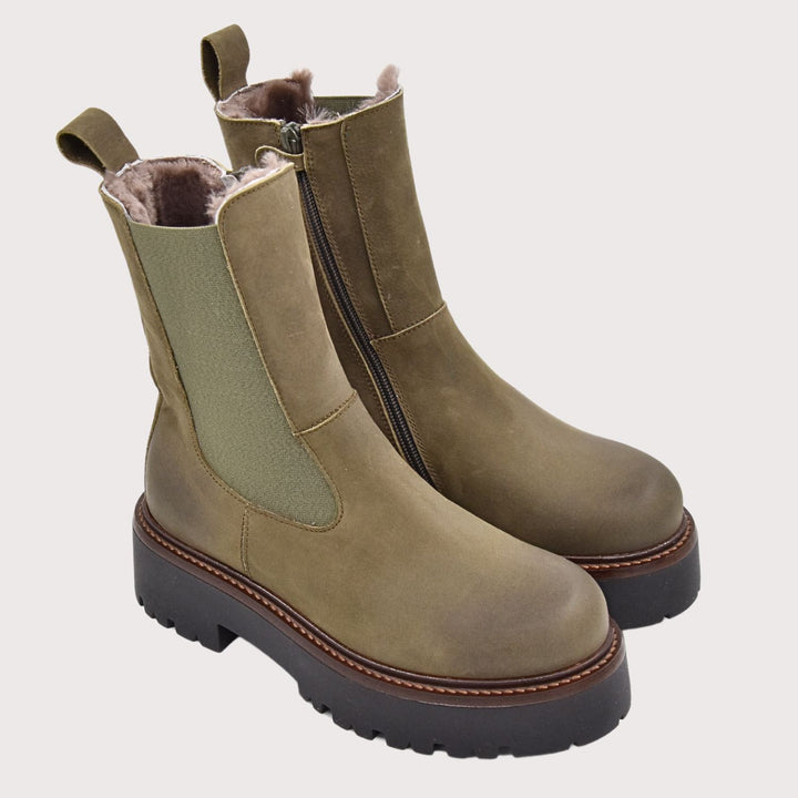 Dianetti Lammfell Chelsea Boots, Artikel-Nr. 1632 in Palma Muschio