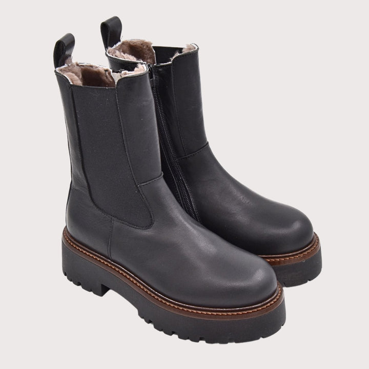 Dianetti Lammfell Chelsea Boots, Artikel-Nr. 1632 in Tudor nero