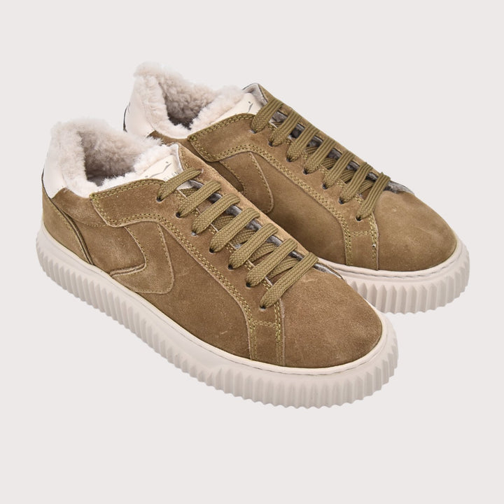 Voile Blanche Sneaker mit Lammfellfutter LIPARI - Fur Suede/Nappa taupe/milk (olive)