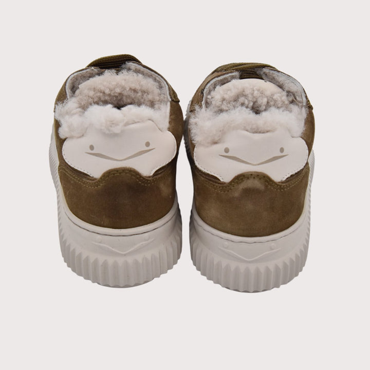 Voile Blanche Sneaker mit Lammfellfutter LIPARI - Fur Suede/Nappa taupe/milk (olive)